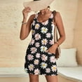 thumbnail image 5 of Women Summer Linen Shorts Overalls Rompers Cute Daisy Adjustable Strap Sleeveless Bib Shorts Jumpsuit with Pockets, 5 of 5