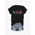 thumbnail image 1 of Be Kind Print Crew Neck T-Shirt, Casual Short Sleeve Top For Spring & Summer, Women's Clothing, 1 of 6