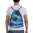 thumbnail image 2 of Drawstring Backpack Sports Gym Bag for Women Men, Aurora Mystical Winter Moose A Water Resistant Drawstring Bags for Sports, Gym, Travel, Swimming, Beach, 2 of 8
