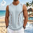 thumbnail image 4 of Qiyinn Men Sleeveless Gym Tank Top Mesh Panel Breathable Quick Dry Workout Athletic Vest with Reflective Stripes Loose Fit Casual Sport Shirt for Adult, 4 of 5