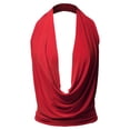 thumbnail image 2 of A2Y Women's Sexy Drape Front Deep V-Neck Cowl Neckline Halter Backless Party Club Top Red M, 2 of 6