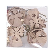 12PC Christmas Farmhouse Rustic Ornaments Set for Christmas Tree Decorations Hanging Reindeer Wood Tree Ornaments Round Wooden Christmas Tree Decorations Gift Tags