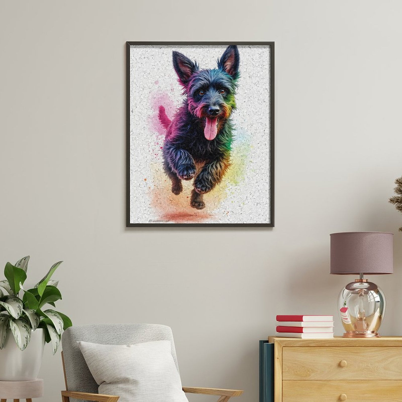 Paint By Numbers Kit for Adults Beginner - Colorful Energetic Dog Art Portrait DIY Canvas Painting Kits for Adults, Frameless Paint By Number for Adults for Home Wall Decor 16x20 Inch