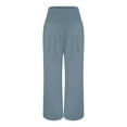 thumbnail image 4 of vigerkar Women Linen Palazzo Pants Summer Boho Wide Leg High Waist Casual Lounge Pant 2025 Beach Travel Vacation Outfits Light Blue, XXL, 4 of 7