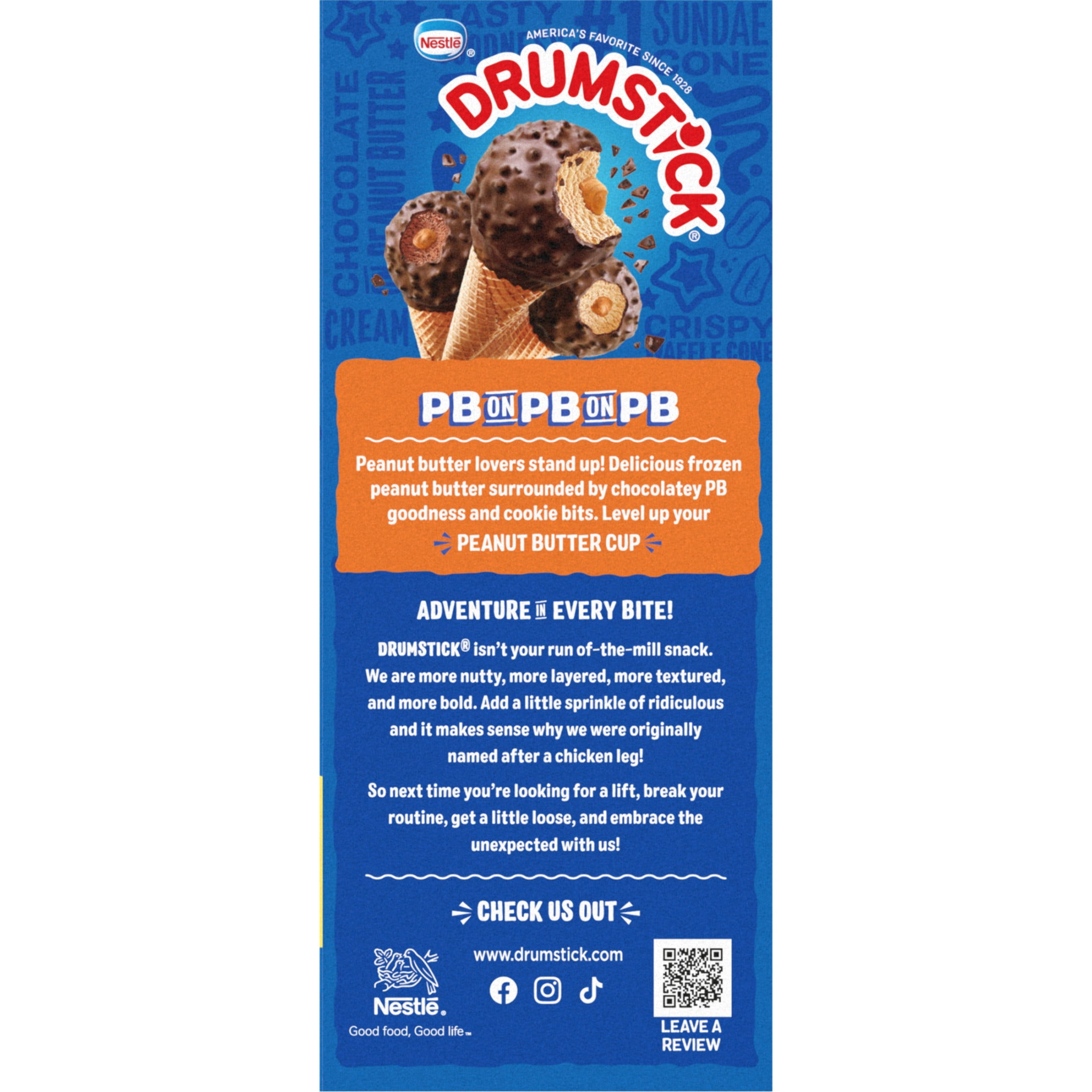 Drumstick Chocolate or Peanut Butter Sundae Cones Variety Pack, Kosher 8 Count