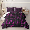 thumbnail image 2 of meiyoeat Pink Geometric Plaid Quilt Full For Boys,Modern Patchwork Check Full Bedspread Sets For Kids,3-Piece, 2 of 7