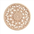 thumbnail image 3 of Flor Tallada Tallado De Apliques Redondos Madera Para Mueble Gabinete Sin Pintar Molduras Calcomanía Estatuilla Decorativa 15x15x0.8cm, 3 of 9