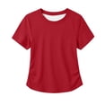 thumbnail image 4 of Girls Shirts Side Ruched Short Sleeve Crewneck Fitted Tops Casual Summer Soft Tee Clothes 5-12 Years, 4 of 4