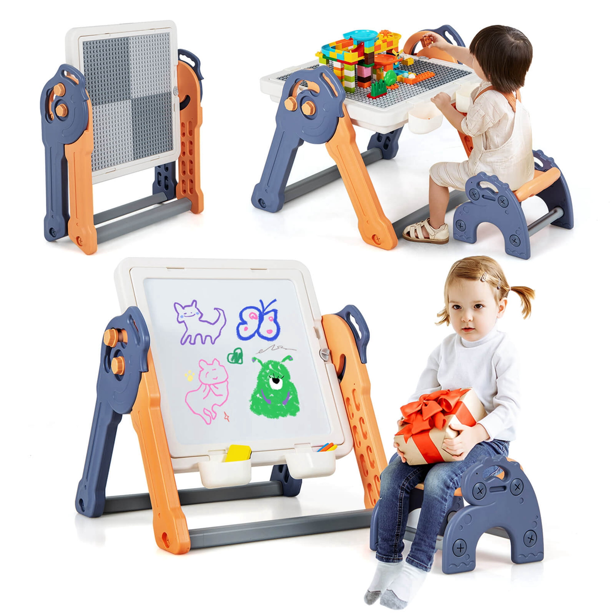 Costway 6-in-1 Multi-activity Kids Play Table & Chair Set with 102