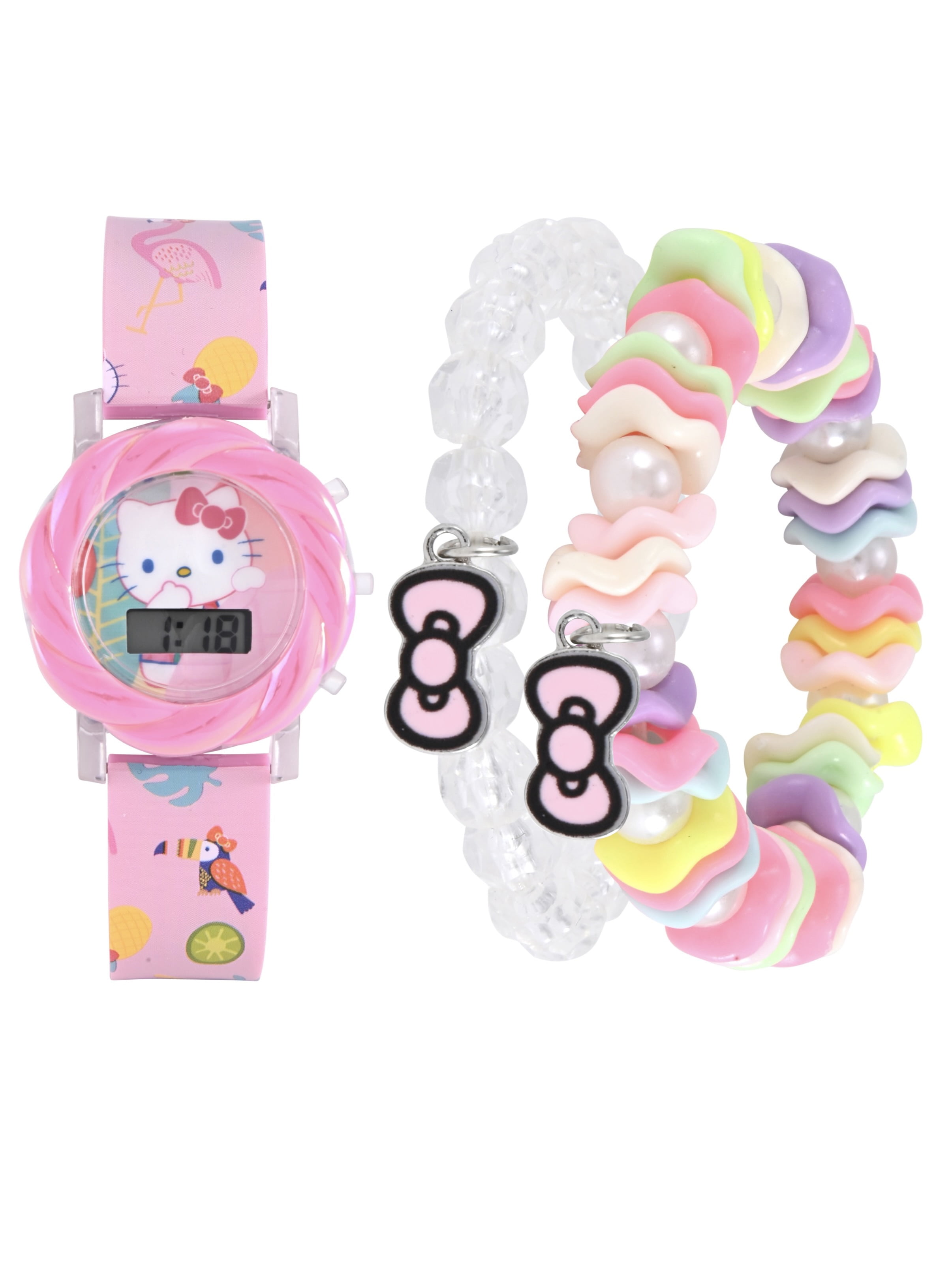 Hello Kitty Female Child Pink and Purple 3pc LCD Watch and