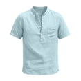 thumbnail image 3 of Guluxicc Men's Cotton V-Neck Shirts with Pocket Button Short Sleeve Shirts for Everyday Wear Summer Casual Outfits, 3 of 6