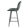 thumbnail image 4 of Elama 2 Piece Diamond Stitched Faux Leather Bar Chair in Black with Metal Legs, 4 of 9
