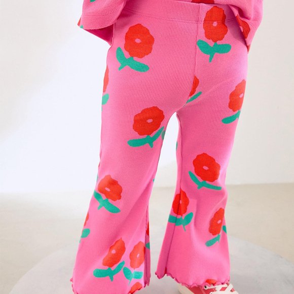 Pantalon Fille Leggings Tout-Petit Imprimé Floral Bootcut Extensible Doux Confortable Tenue Quotidienne pour Bébé et Filles Pantalon Taille 6 Pantalon Léger Filles Leggings Fix Pantalons de Survêtement Filles Vêtements Bébé Fille 9 Mois