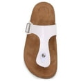 thumbnail image 4 of Women Soft Cork Footbed PU Leather Hook and Loop T Strap Flip Flops (PU White / 9 ), 4 of 4