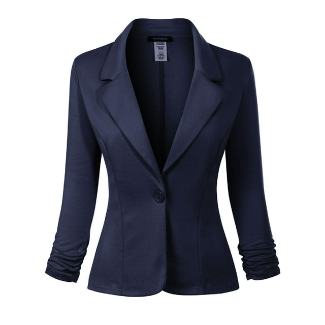 Made by Olivia Women's Classic Casual Work Solid Color Knit Blazer Navy