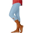 thumbnail image 4 of Women's High Waisted Imitation Jean Leggings Casual Yoga Pants Shorts, 4 of 8