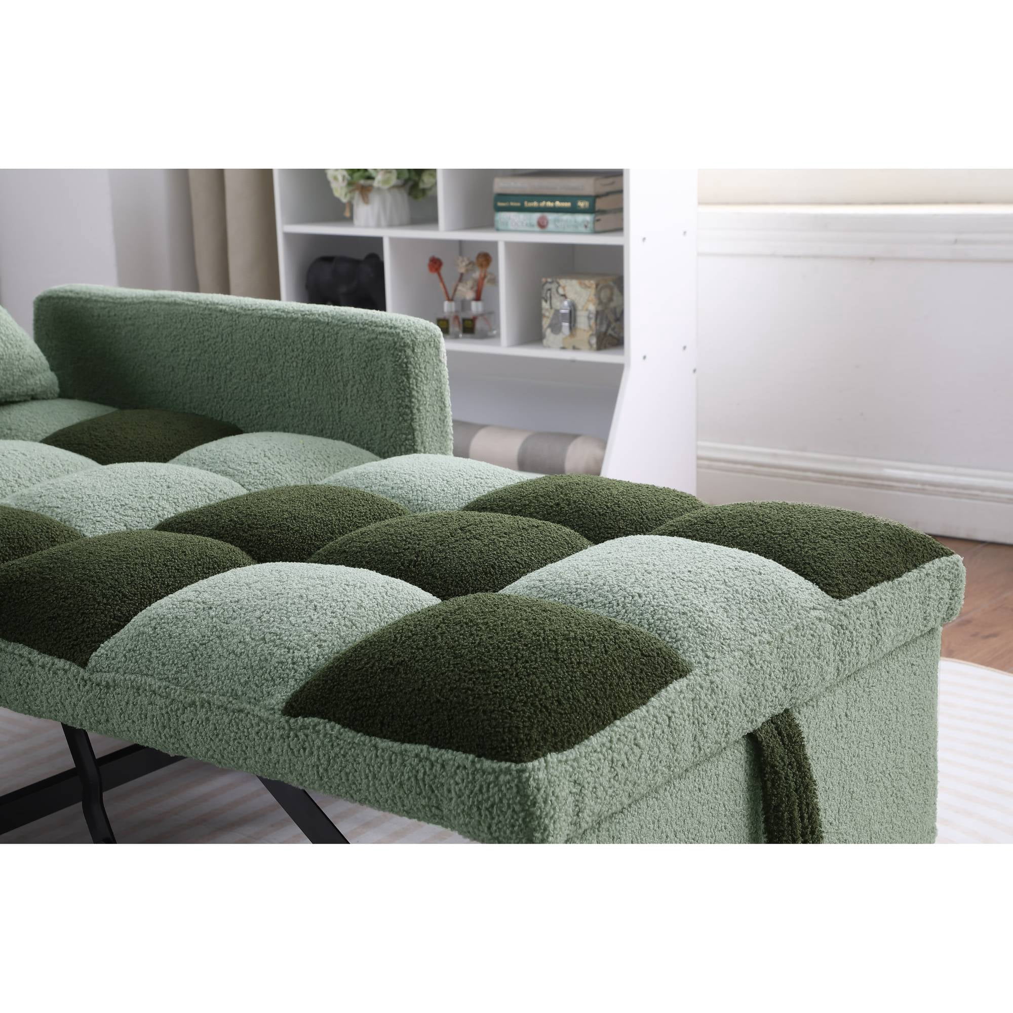 3-in-1 Convertible Single Sofa Chair Bed,Sleeper Sofa Chair Bed with Pillow,Multi-Functional Sleeper Chair for Living Room, Green