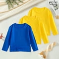 thumbnail image 2 of Ulanda 3 Pack Girls Boys Long Sleeve Shirts Toddler Kids Cotton T-Shirt Basic Crew Neck Top Solid Color Tees Casual Tshirt (Blue, 6-7 Years), 2 of 9