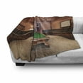 thumbnail image 3 of Modern Soft Flannel Fleece Throw Blanket, Entertainment Room in Mansion Pool Table Billiard Lifestyle Photo Print, Cozy Plush for Indoor and Outdoor Use, 70" x 90", Cinnamon Brown Green, by Ambesonne, 3 of 6
