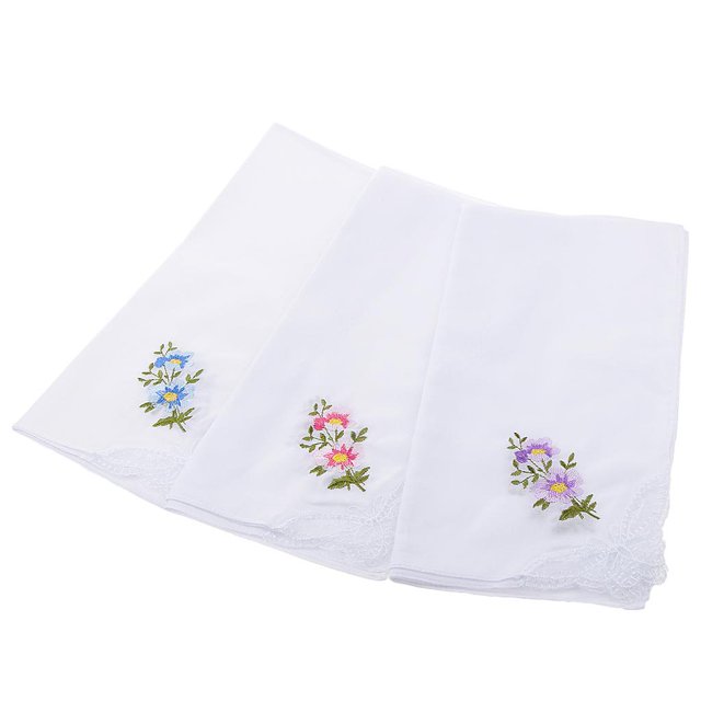 pañuelo de mujer Paquete De 12 s De Bordados De Flores G blanca Magideal pañuelo de mujer