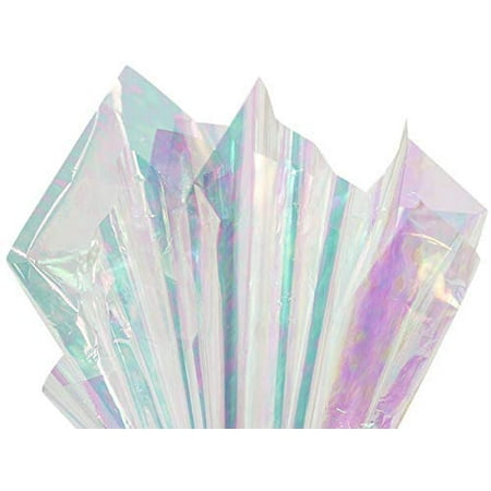 PMU Iridescent Film Roll 49 in. x 100 ft. Iridescent Opal for Crafts, Gifts, and Baskets Pkg/1
