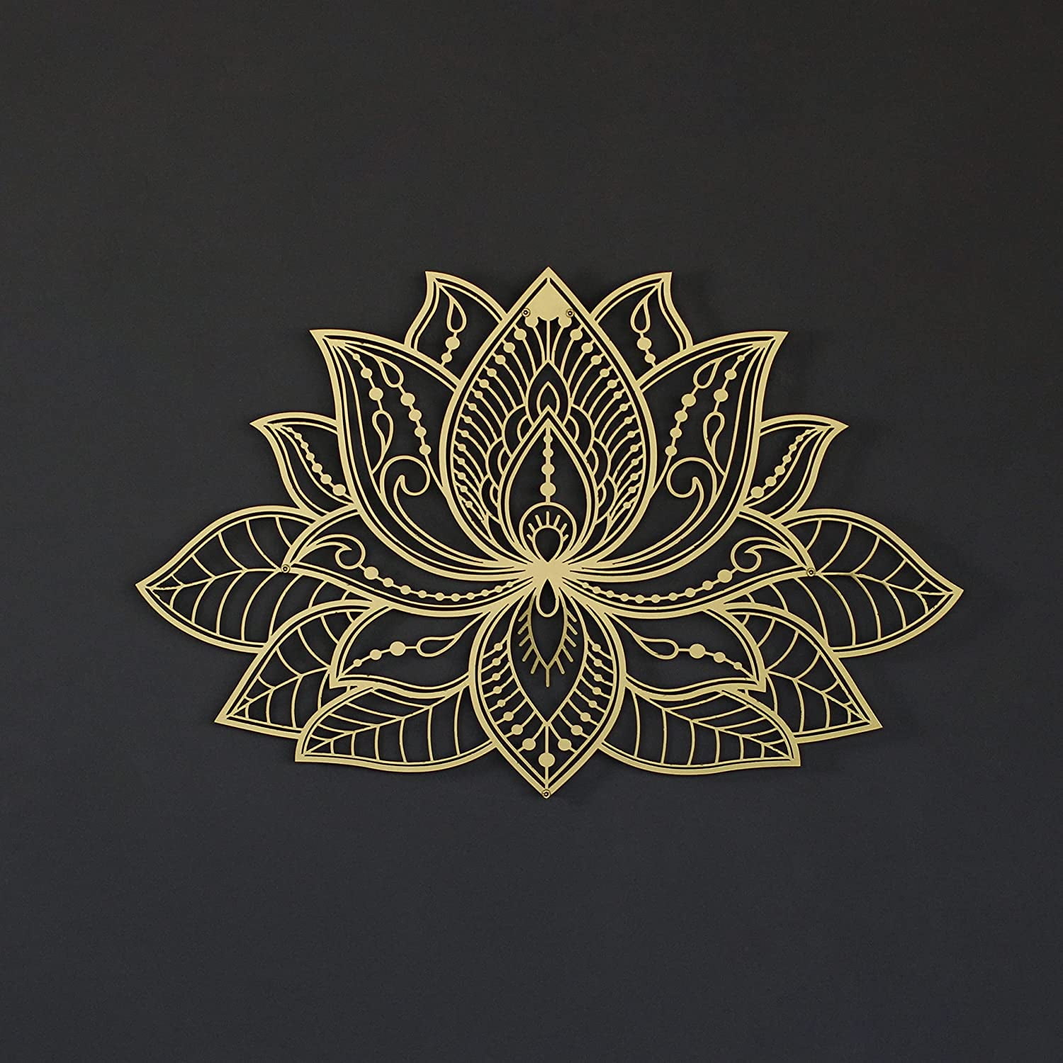 3D Lotus Flower Mandala Metal Wall Art Gold