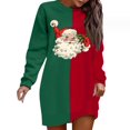 thumbnail image 3 of Christmas Long Hoodies for Women 2025 Long Sleeve Color Block Graphic Hooded Sweatshirt Hoodie Dress Pullover Tops, 3 of 5