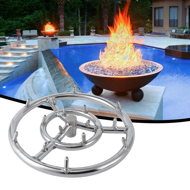18 inch Round Fire Pit Jet Burner Ring, Stainless Steel Brazier
