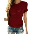 thumbnail image 1 of Innerwin Hauts Imprimé Pissenlit T-Shirts Femmes Col Rond Vintage Bordeaux L, 1 of 2