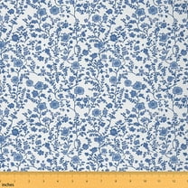 Feelyou Blue Groovy Floral Fabric by the Yard 1 Yard, Vintage Elegant Sewing Fabric, Teens Rustic Farmhouse Home Decor Fabric by the Yard, Breathable Home Decor