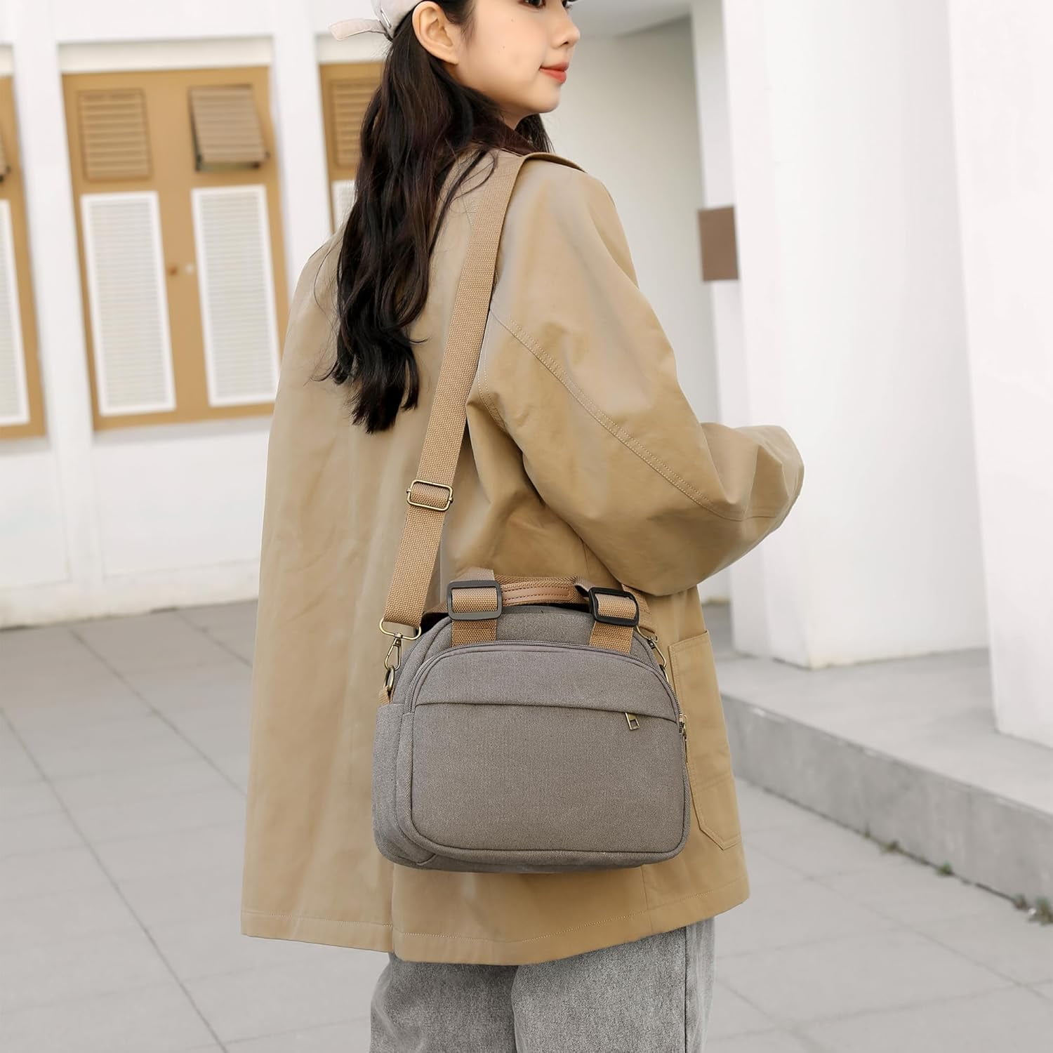 Small Canvas Crossbody Bags for Women Practical Hobo Tote Top-handle Handbag Multi Compartment Casual Going Out Satchel