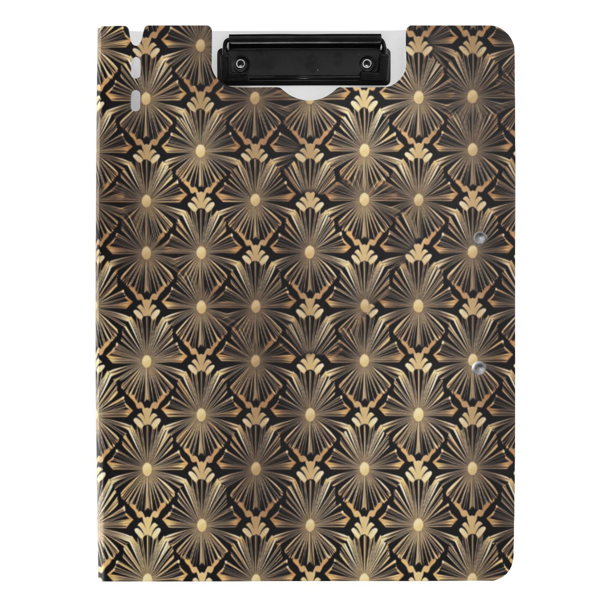 FORMRS A4 Clipboard Folder with Pen Holder Horizontal Foldable School Office Binder, Black Floral Pattern