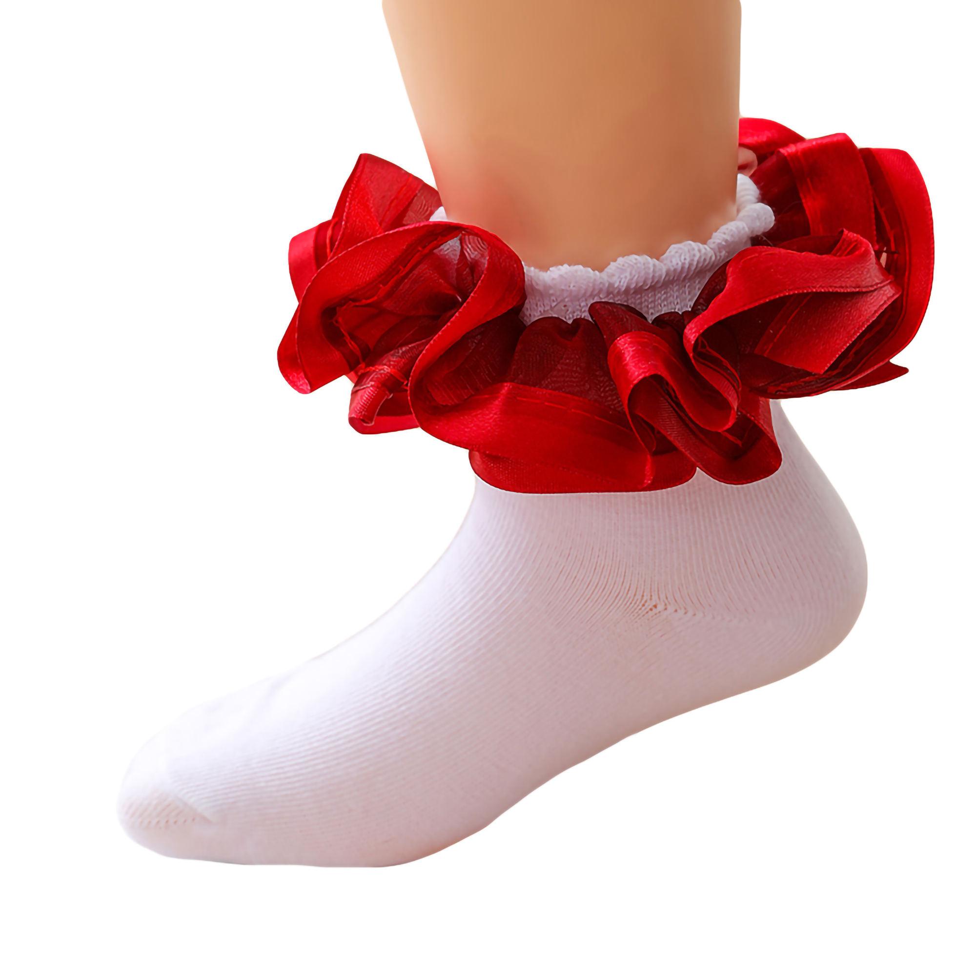 Toddler Kids Girls Double Ruffle Socks Sweet Big Lace Dress Pageant