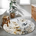 thumbnail image 3 of Round Rugs 4Ft, Brown Retro Floral Round Area Rug Washable Indoor Throw Carpet, Spring Botanical Wildflowers Soft Non Slip Circle Rug for Kitchen Nursery Room Home Decor Aesthetic, 3 of 8