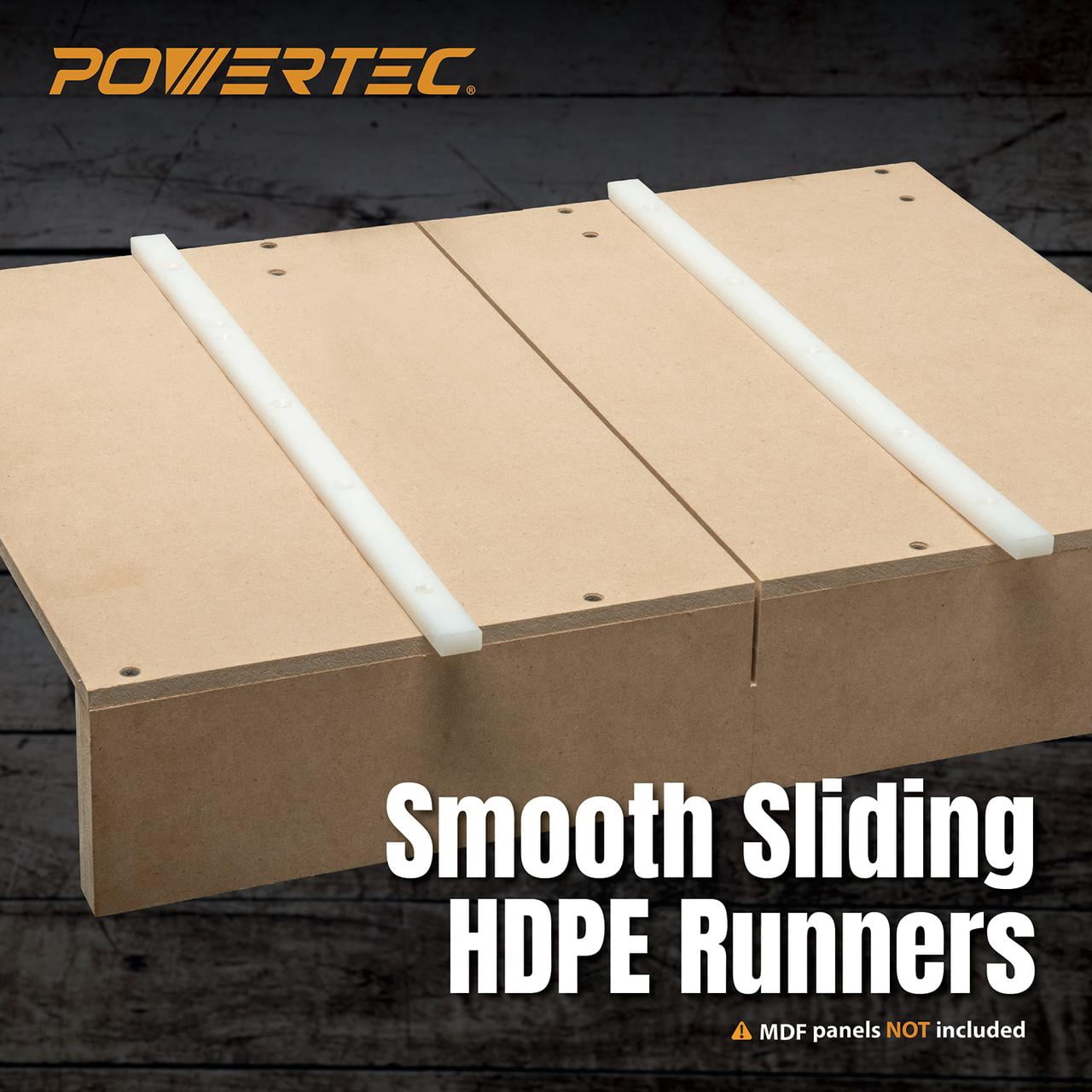 POWERTEC Table Saw Sled w/Blade Guard, 24" T Track, 19" HDPE Miter Bars, 3" T Track Stop Block, Bolt, Screw, Miter Slot Runners for DIY Table Saw Crosscut Sled, Woodworking Tools Accessories (71703)