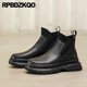 thumbnail image 2 of Botines elásticos para hombre, zapatos forrados de piel, zapatillas de deporte Chelsea con punta redonda y retales, zapatillas altas, botas gruesas con aumento de altura, 2 of 5