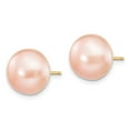 thumbnail image 4 of Auriga Fine Jewelry 14K Yellow Gold 10-11mm Pink Button Pearl Stud Earrings for Women, 4 of 5