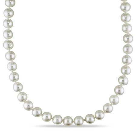 Blue Akoya Pearl Necklace - Miadora 14k Yellow Gold Akoya Cultured Pearl Strand Necklace (7-7.5mm)