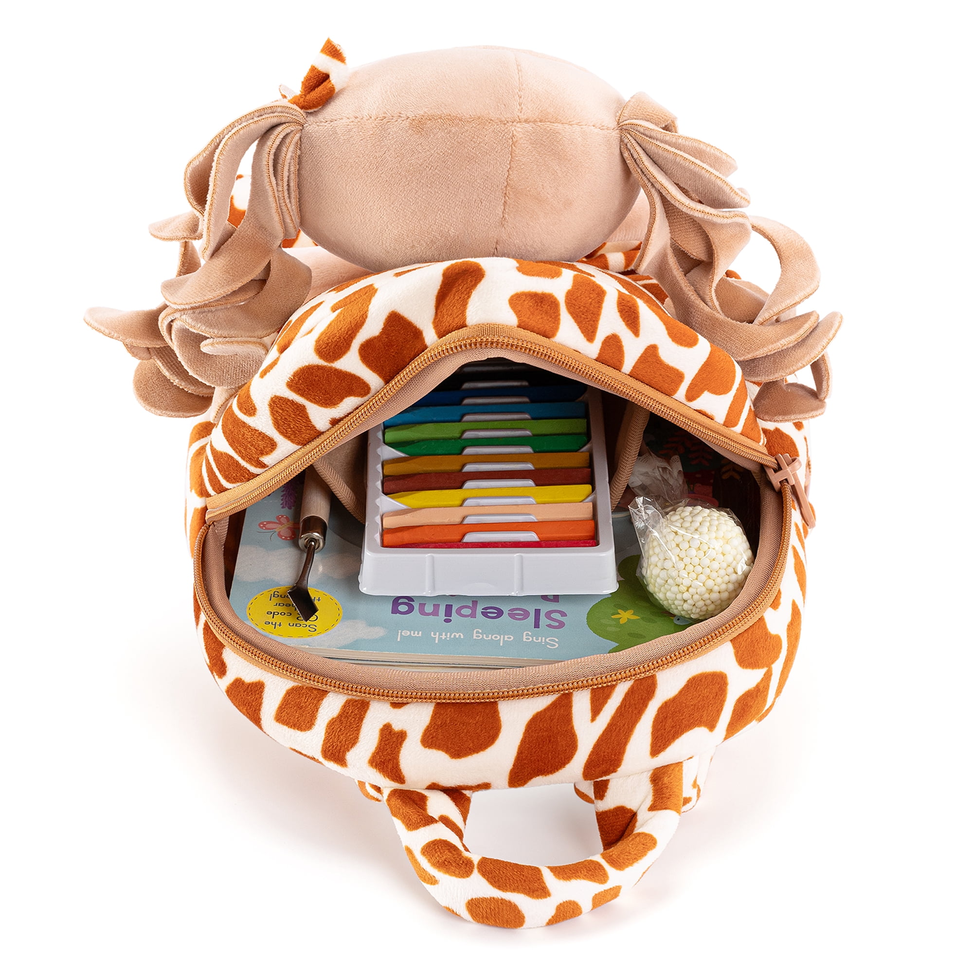 Gloveleya Toddler Kids Doll for Girls Soft Curly Hair Dolls Pocket Wild Animal Series Giraffe Dress 9"