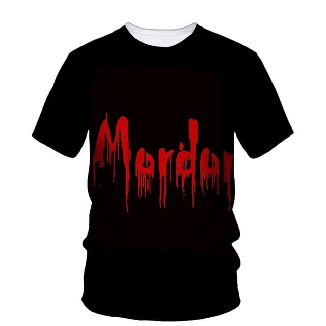 T-Shirt d'Été Imprimé 3d Hip Hop Horror Blood Manches Courtes Mode Alternative Tendance Ample Qualité Col Rond