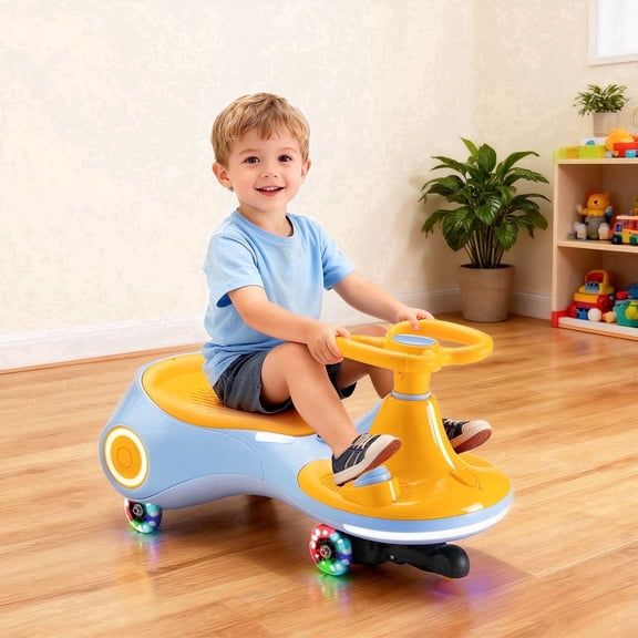 Dimedeal 3 in 1 Electric Wiggle Car for Kids, 12V Swing Vehicles, Flashing Wheel, Music, Max Load 160LBS, Rechargeable Battery, Ride-On Toy Car, Gift for 3 Boys and Girls