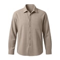 thumbnail image 7 of Handshe Men's Waffle Knit Button-Up Shirt, Solid Color Long Sleeve with Turn-Down Collar, Casual Comfort for Everyday Wear and Leisure Activities, 7 of 7