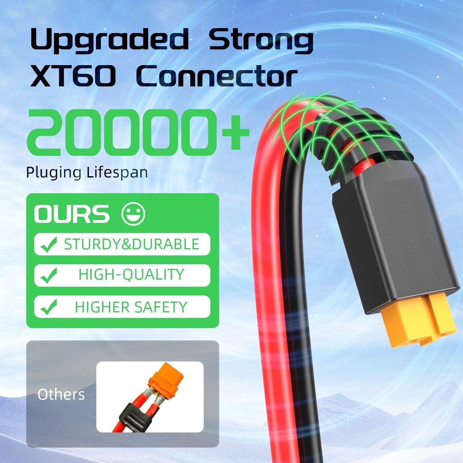 mistyhony Power Solar to XT60 Charge Extension Cable 12AWG 10Ft Solar Connector to XT60 Adapter Cable for Solar Panel to LiFePO4 Battery RV Portable Power Station Solar Generator