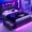 Black&Twin Size, variant on Twin Gaming Bed Frames with 4 Drawers and Storage Headboard, Faux Leather Upholstered Platform Beds with RGB LED Lights & Charging Station, Esports-Style Twin Bed Frame, Black