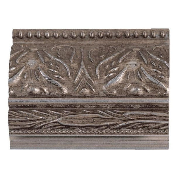 Picture Frame Moulding (Wood) Ornate Silver Finish 2.5" width 7/8