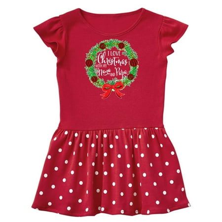 

Inktastic I Love Christmas with My Nana and Papa Wreath Gift Baby Girl Dress