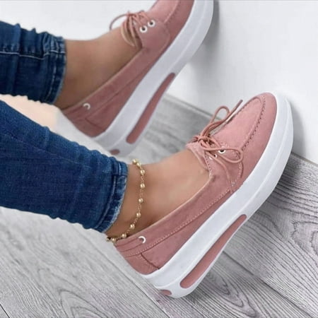 

Ladies Fashion Solid Color Suede Lace-Up Wedge Platform Casual Shoes