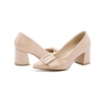 thumbnail image 4 of Zapatilla Elegante Formal Tacon Ancho Evento Social Charol beige 22.5, 4 of 7