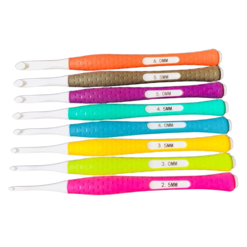 8pcs Crochet Hooks Set Plastic Head Candy Color Handle Knittig Needle Craft Tool
