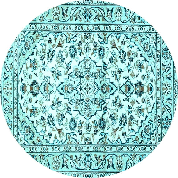 Ahgly Company Indoor Round Persian Light Blue Traditional Area Rugs, 6' Round
